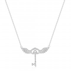 Harry Potter Sterling Silver Flying Key Necklace with Crystals BHPSN055