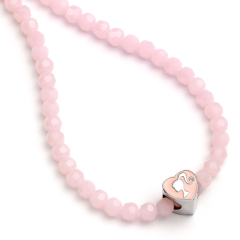 Barbie™️ Pink Bead Necklace with Heart Shaped Bead Charm