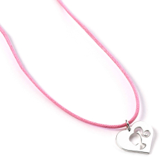 Barbie Sterling Silver Heart on Pink Cord Necklace