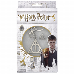 Harry Potter Deathly Hallows Keyring and Pin Badge Set