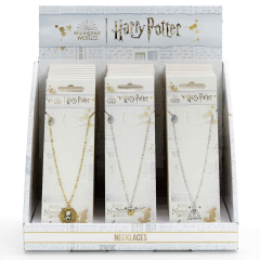 Harry Potter Display Box containing 10 of each Deathly Hallows, Golden Snitch, & Time Turner Necklaces HPDB237