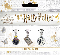Official Harry Potter Silver Plated Charm Set including Hogwart's Express, Train Ticket & Platform 9 3/4 charms HP0076