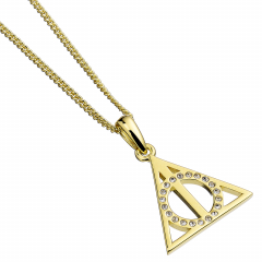 Official Harry Potter Deathly Hallows Gold Necklace Embellished with Crystals