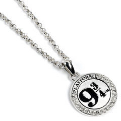 Official Harry Potter Sterling Silver Platform 9 3/4 Necklace Embellished with Crystals  