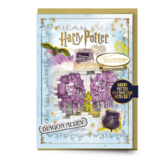 Harry Potter Diagon Alley Christmas Card with Olivanders Pin Badge