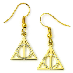 Official Harry Potter Deathly Hallows Gold Plated Sterling Silver Drop Earrings  HPGSE02