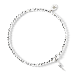 Harry Potter Sterling Silver Ball bead Bracelet & lightning bolt charm with Crystal Elements