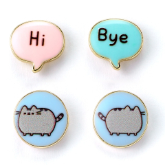 Pusheen the Cat "Hi , Bye" Stud Earring Set - Gold