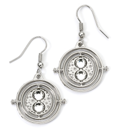 Harry Potter Silver Tone Time Turner Drop Earrings