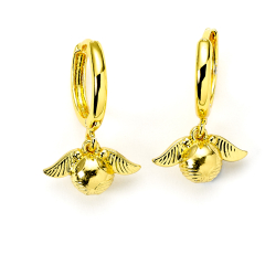 Harry Potter Golden Snitch Gold Tone Huggy Earrings