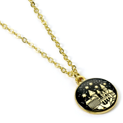 A Harry Potter Gold Tone Hogwarts Castle Necklace