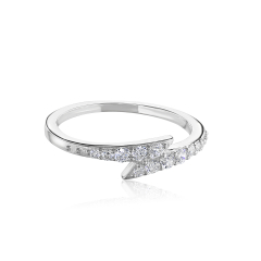 Harry Potter Sterling Silver Lightning bolt Ring with Crystals  Size - XL BHPSR001-XL