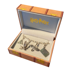 Harry Potter Special Offer Sterling Silver Charm Bracelet with 4 charms in a Trunk Box