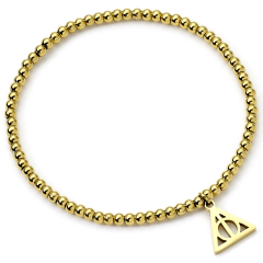 Harry Potter Stainless Steel Deathly Hallows Gold Ball Bead Bracelet