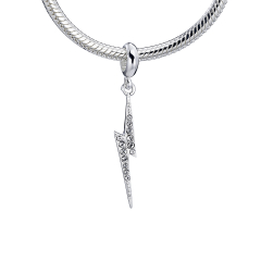 Harry Potter Sterling Silver lightning bolt slider charm with Crystal Elements HPSC001-SC