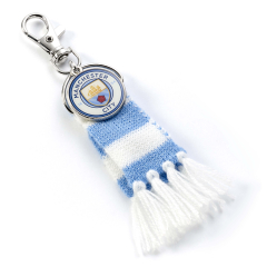 Manchester City Football Club Blue Scarf with Logo Charm Backpack Hanger