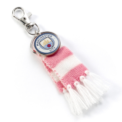 Manchester City Football Club Pink Scarf with Logo Charm Backpack Hanger