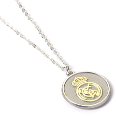 Real Madrid Silver Pendant with Gold Crest Necklace