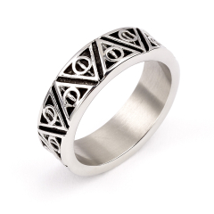 Official Harry Potter Stainless Steel Deathly Hallows Ring Large- SSR0054-L