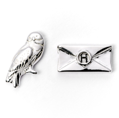 Official Harry Potter Hedwig & Letter Silver Plated Stud Earrings WES1746