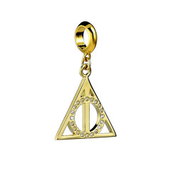 Harry Potter Sterling Silver Gold Plated Deathly Hallows slider charm with Crystal Elements HPGSC02-SC