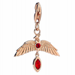 Harry Potter Sterling Silver Fawkes Rose Gold Plated Clip on charm with Crystals HPSC0113
