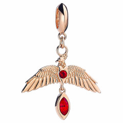 Harry Potter Sterling Silver Fawkes Rose Gold Plated Slider Charm with Crystals HPSC0113-SC