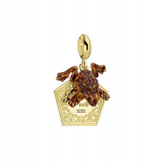 Official Harry Potter Sterling Silver, Gold Plated Chocolate Frog Slider Charm with Crystals Elements - HPSC157-SC