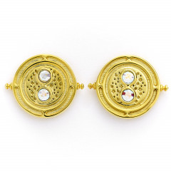 Official Harry Potter Time Turner Sterling Silver, Gold Plated Stud Earrings with Crystal Elements