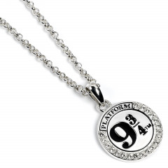 Official Harry Potter Sterling Silver Platform 9 3/4 Necklace Embellished with Crystals