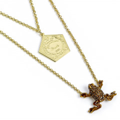 Official Harry Potter Sterling Silver, Gold Plated Chocolate Frog Necklace embellished with Crystals