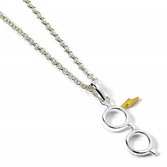Official Harry Potter Sterling Silver Lightning Bolt & Glasses Necklace