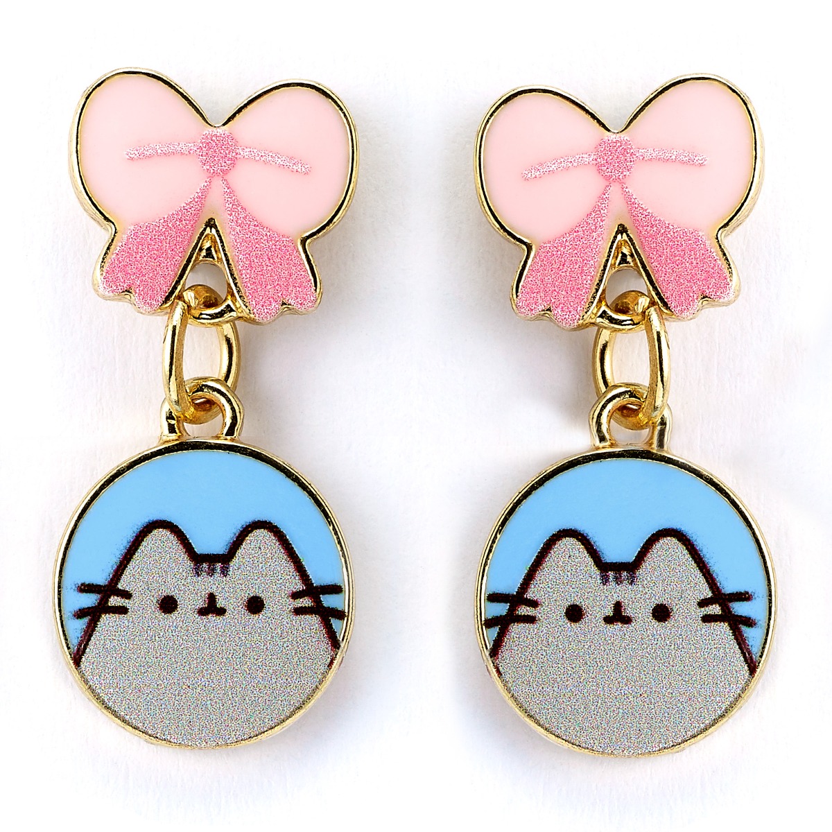 Pusheen the Cat Bow Enamel Drop Earring - Gold