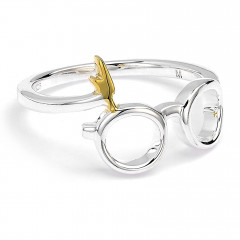 Official Harry Potter Sterling Silver Lightning Bolt & Glasses Ring - Medium